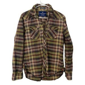 Mens American Eagle Outfitters Vintage Western Style Snap Down Shirt Size Medium